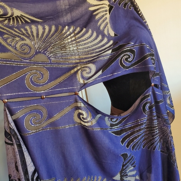 Unbranded Burnout Navy Metallic Silver Shawl Topper Scarf Multi wear Whimsigoth - Picture 8 of 11